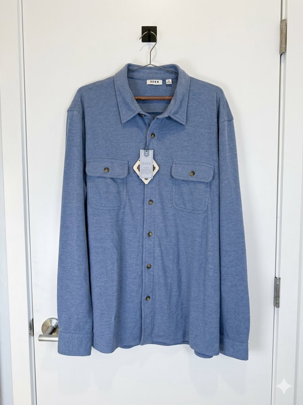 NWT ROWM Taos Canyon The Keeper Blue Knit Button-Front Shirt Jacket XXL